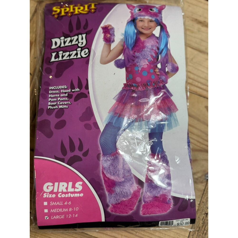 Dizzy Lizzie Costume Girls Large 12 Spirit Halloween Monster Unicorn Dress Up
